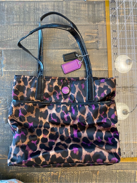 Coach Handbags - Coach Signature Ocelot leopard print tote bag